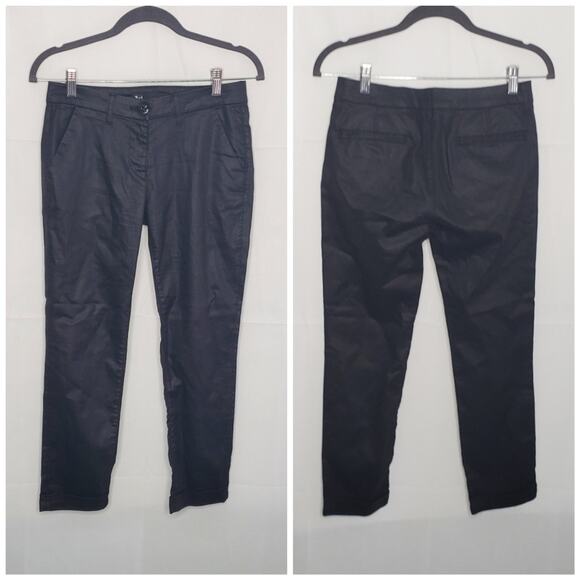 3x1 W1 Sleek Black Faux Leather / Coated Rolled Cropped Moto Biker Jeans Size 25 - Picture 1 of 14
